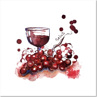 Wine and grape - salud Posters and Art